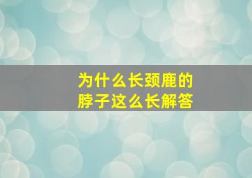 为什么长颈鹿的脖子这么长解答