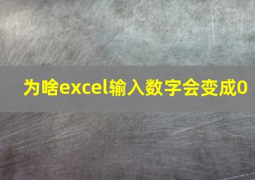 为啥excel输入数字会变成0