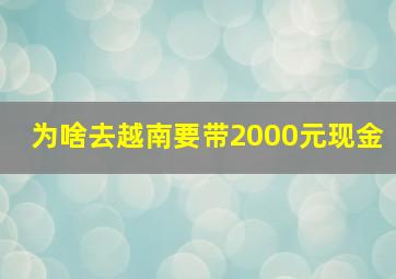 为啥去越南要带2000元现金