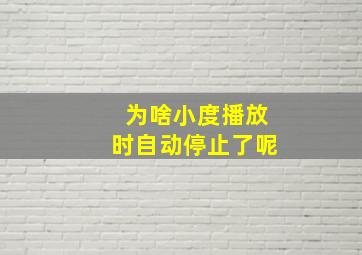 为啥小度播放时自动停止了呢