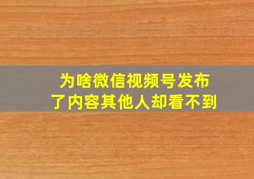 为啥微信视频号发布了内容其他人却看不到