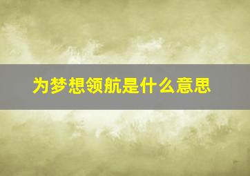 为梦想领航是什么意思