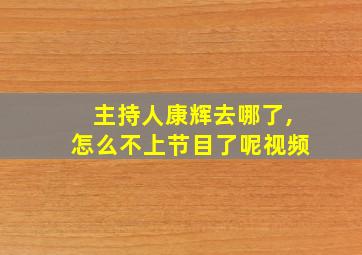 主持人康辉去哪了,怎么不上节目了呢视频