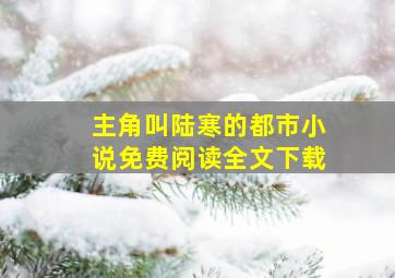 主角叫陆寒的都市小说免费阅读全文下载