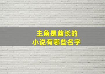 主角是酋长的小说有哪些名字