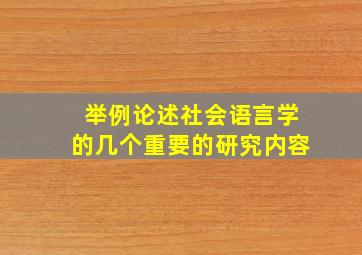 举例论述社会语言学的几个重要的研究内容