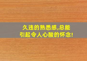 久违的熟悉感,总能引起令人心酸的怀念!