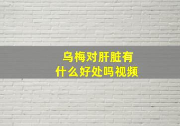 乌梅对肝脏有什么好处吗视频