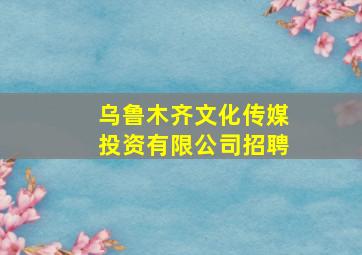 乌鲁木齐文化传媒投资有限公司招聘