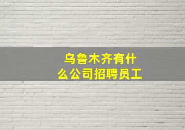 乌鲁木齐有什么公司招聘员工