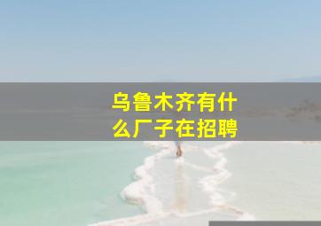 乌鲁木齐有什么厂子在招聘