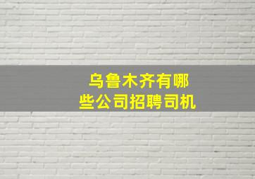 乌鲁木齐有哪些公司招聘司机