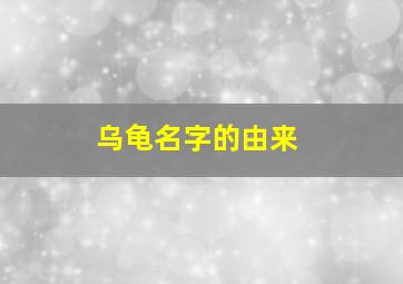 乌龟名字的由来