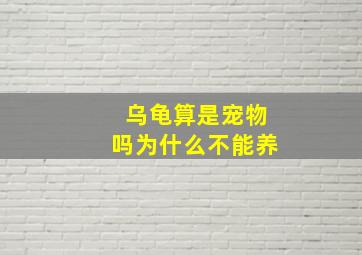 乌龟算是宠物吗为什么不能养