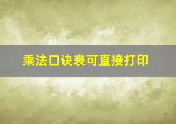 乘法口诀表可直接打印