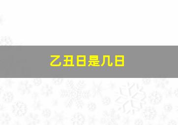 乙丑日是几日