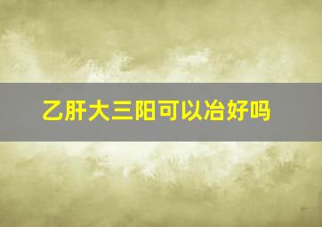 乙肝大三阳可以冶好吗