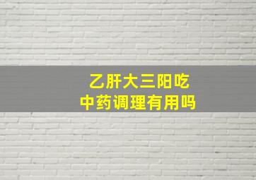 乙肝大三阳吃中药调理有用吗