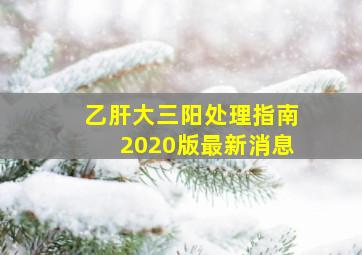 乙肝大三阳处理指南2020版最新消息