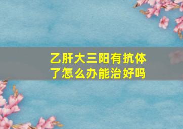 乙肝大三阳有抗体了怎么办能治好吗