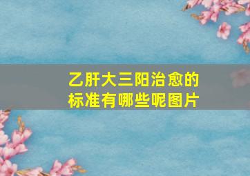 乙肝大三阳治愈的标准有哪些呢图片