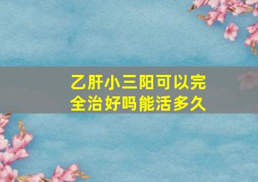 乙肝小三阳可以完全治好吗能活多久