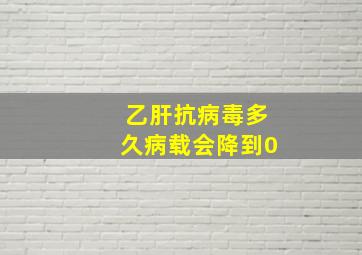 乙肝抗病毒多久病载会降到0