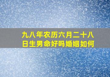 九八年农历六月二十八日生男命好吗婚姻如何