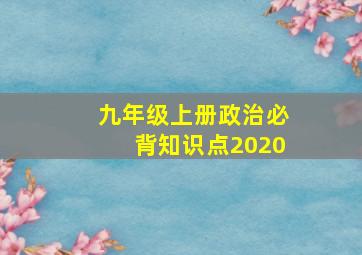 九年级上册政治必背知识点2020