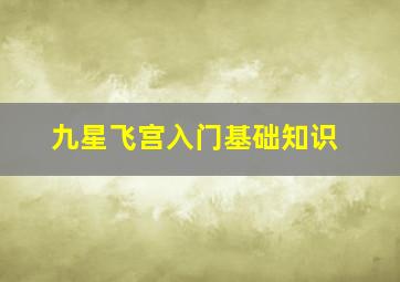 九星飞宫入门基础知识