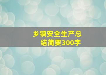 乡镇安全生产总结简要300字