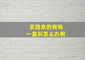 买回来的狗狗一直叫怎么办啊