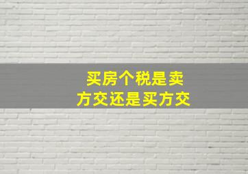 买房个税是卖方交还是买方交