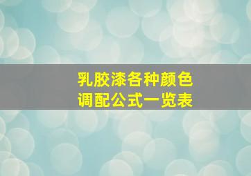 乳胶漆各种颜色调配公式一览表