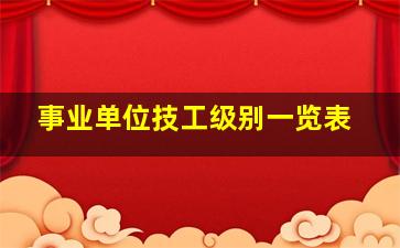 事业单位技工级别一览表