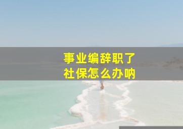 事业编辞职了社保怎么办呐