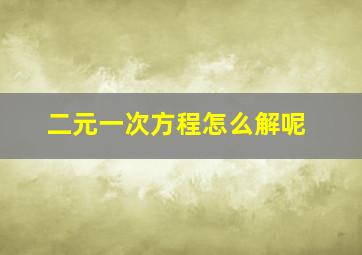 二元一次方程怎么解呢