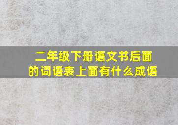 二年级下册语文书后面的词语表上面有什么成语