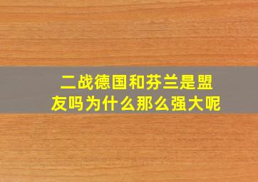 二战德国和芬兰是盟友吗为什么那么强大呢