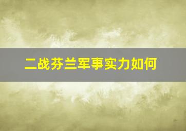 二战芬兰军事实力如何