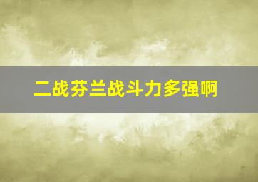 二战芬兰战斗力多强啊