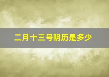 二月十三号阴历是多少