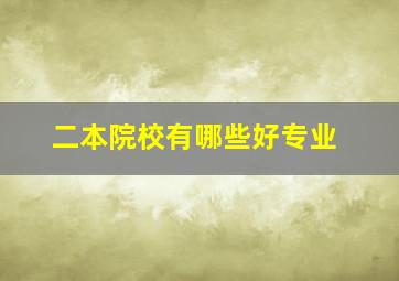 二本院校有哪些好专业