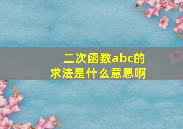 二次函数abc的求法是什么意思啊