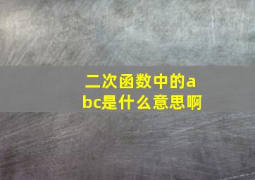 二次函数中的abc是什么意思啊