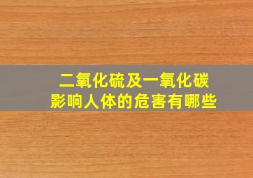 二氧化硫及一氧化碳影响人体的危害有哪些