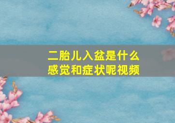 二胎儿入盆是什么感觉和症状呢视频