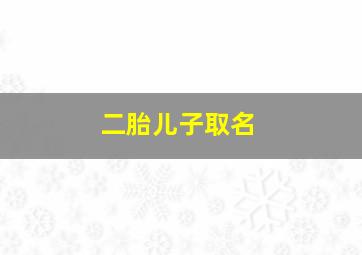 二胎儿子取名