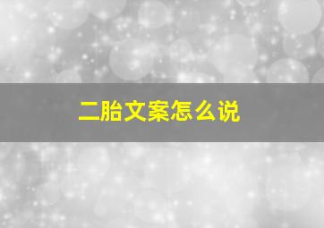 二胎文案怎么说