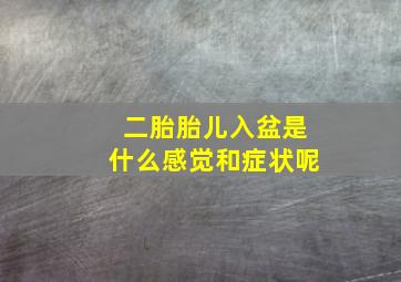 二胎胎儿入盆是什么感觉和症状呢